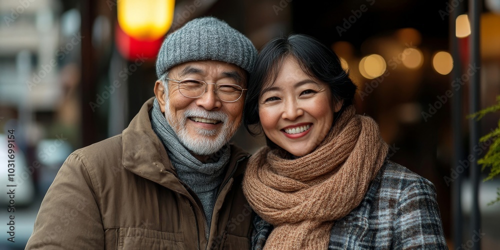 Portrait happy Asian couple smiling at the camera, Generative AI Portrait happy Asian couple smiling at the camera, Generative AI