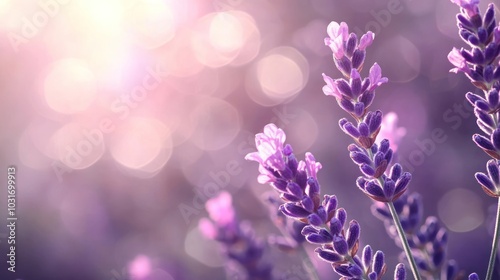 A close-up of lavender flowers with a soft, dreamy background.