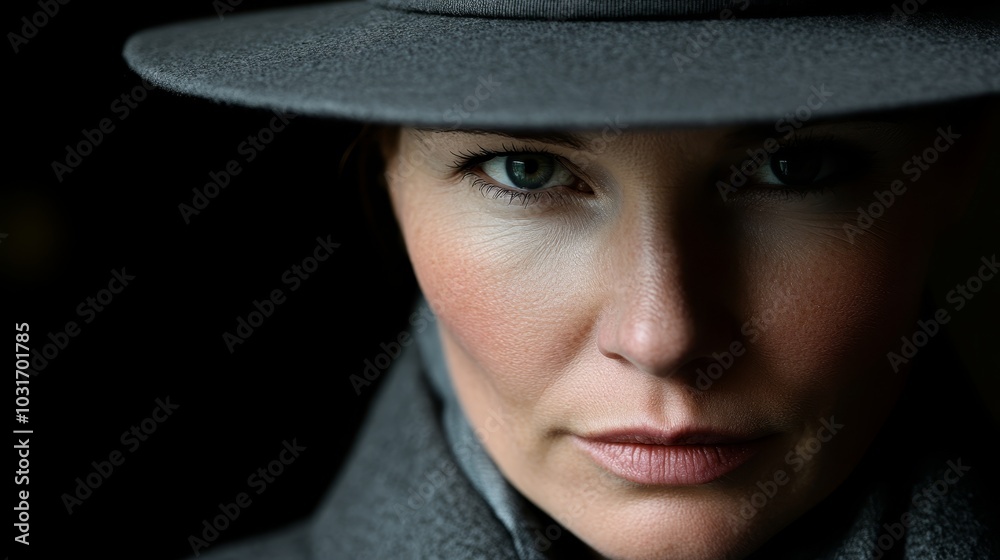 A close-up of a person wearing a hat and a scarf around his neck A close-up of a person wearing a hat and a scarf around his neck