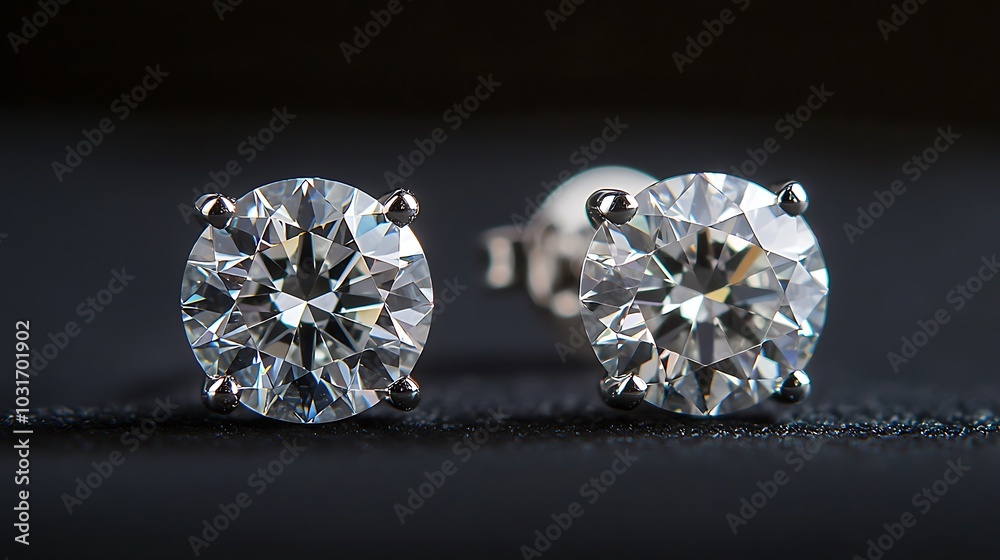 Diamond Earrings on Black Background Diamond Earrings on Black Background