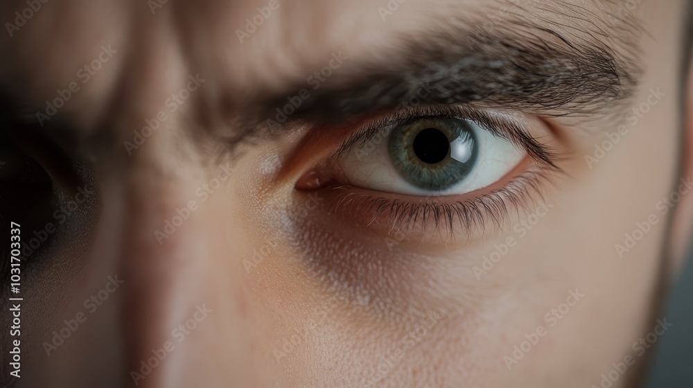  A tight shot of an eye, superimposed with a softly blurred image of a man's eye