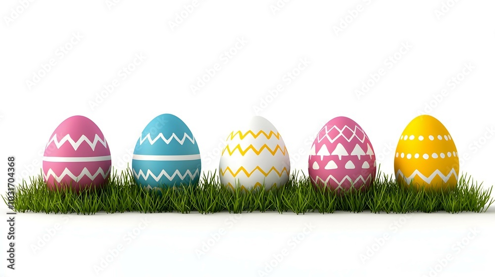 Fototapeta premium Colorful Easter Eggs on Green Grass