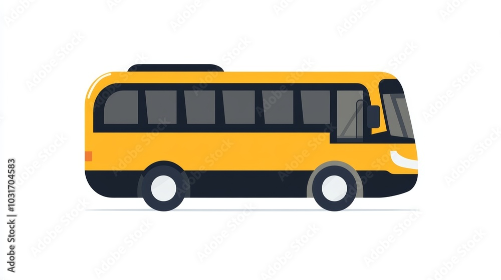 Yellow School Bus Icon Flat Design Transportation Vector Illustration Yellow School Bus Icon Flat Design Transportation Vector Illustration