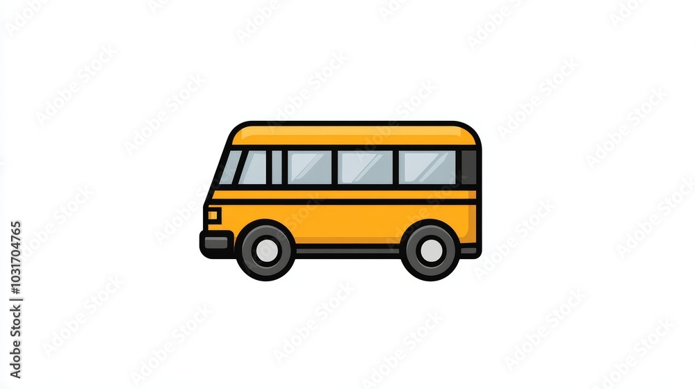Yellow School Bus Icon Transportation Element Flat Design Isolated Yellow School Bus Icon Transportation Element Flat Design Isolated