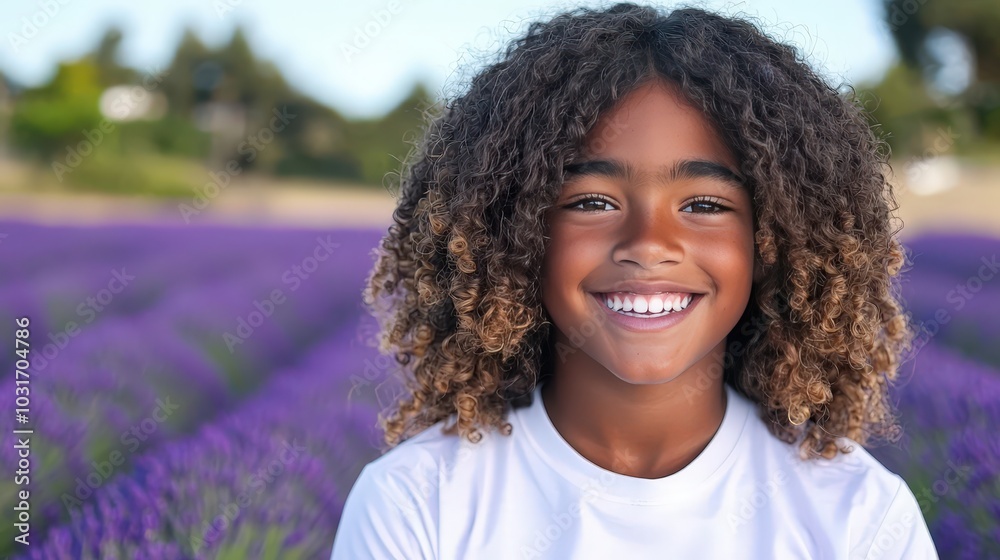 Happy Girl in Lavender Field Portrait Smiling Child Summer Nature Happy Girl in Lavender Field Portrait Smiling Child Summer Nature