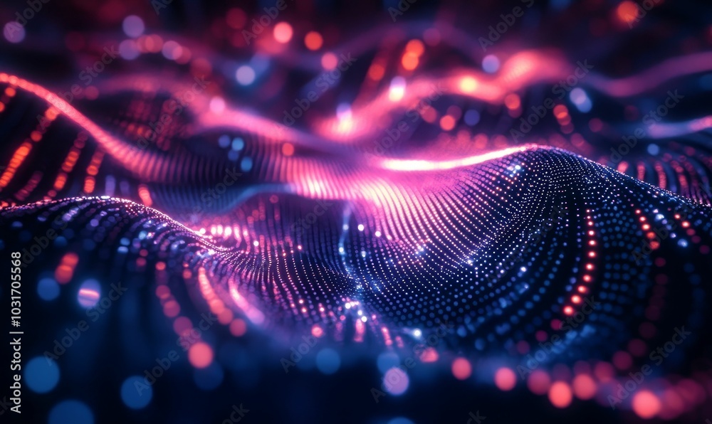 Abstract digital wave with glowing lights. Abstract digital wave with glowing lights.