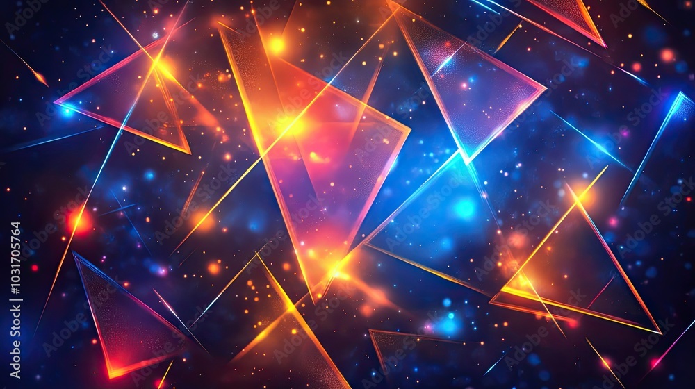 Fototapeta premium Abstract Geometric Pattern with Glowing Lines and Sparkling Dust