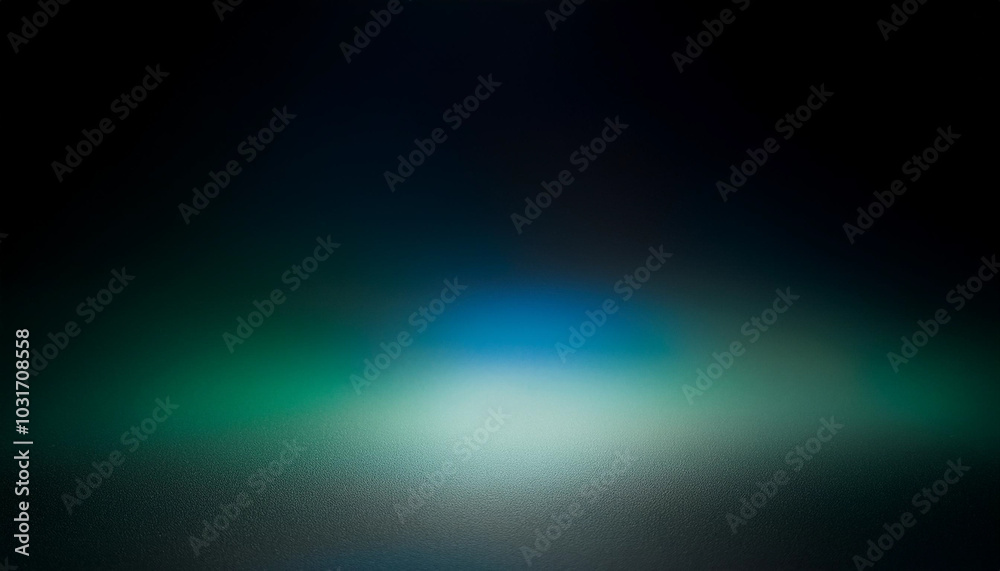 Defocused Dusty grey Luminous green Light blue radiance soft texture on dark black abstract empty space background. Neon blur glow. Color light overlay. Copy space.