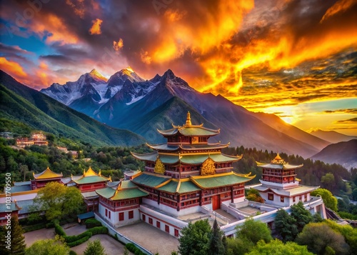 Tibetan Temple in Daocheng: Majestic Long Exposure Photography of Serenity and Tradition