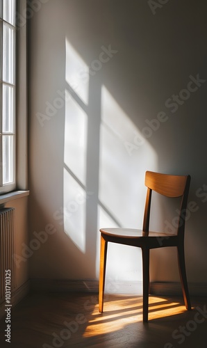 13. A bright, sunlit corner with a single chair