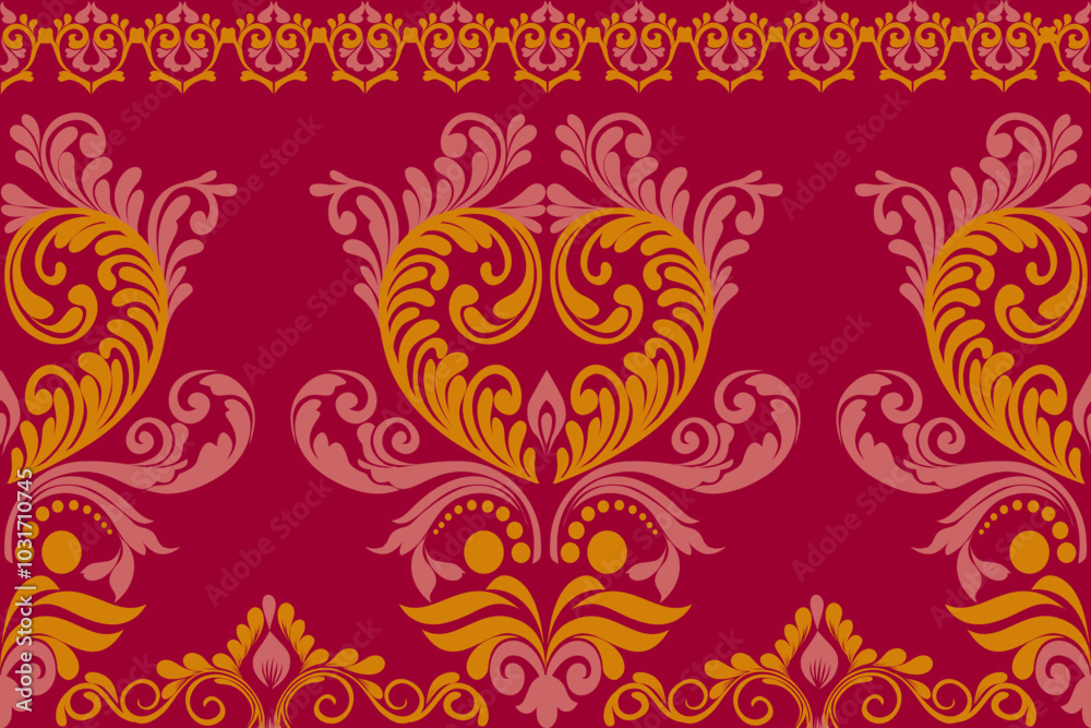 Seamless damask pattern with a classic floral design.African embroidery patterns, paisley, boho, floral ikat, ethnic floral designs, ikat sari, ikat patterns and ethnic patterns. Seamless damask pattern with a classic floral design.African embroidery patterns, paisley, boho, floral ikat, ethnic floral designs, ikat sari, ikat patterns and ethnic patterns.