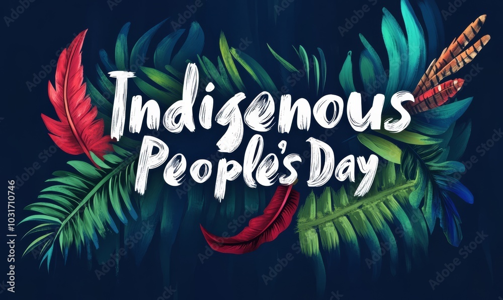 Indigenous Peoples Day - lettering calligraphy text with decorations, holiday concept Indigenous Peoples Day - lettering calligraphy text with decorations, holiday concept