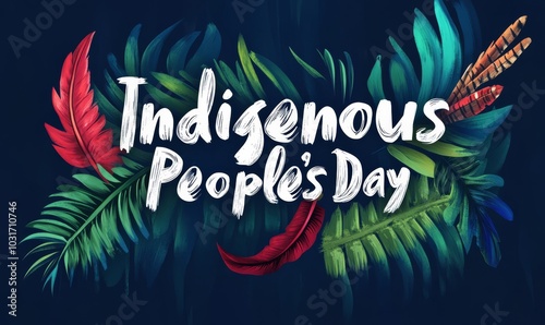 Indigenous Peoples Day - lettering calligraphy text with decorations, holiday concept