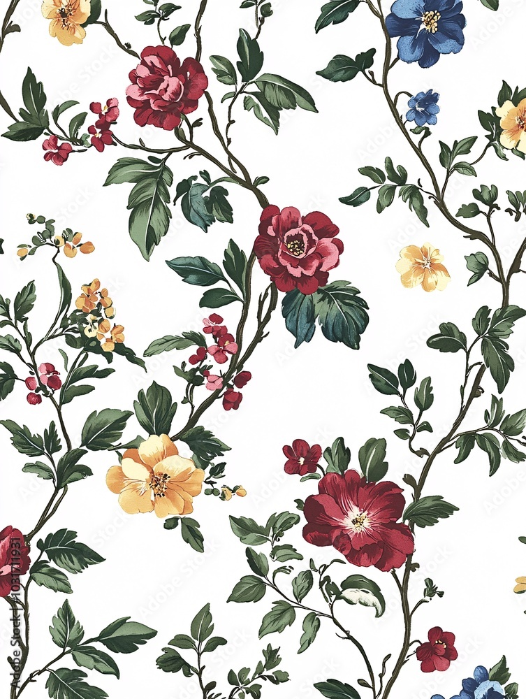 A vibrant floral wallpaper features detailed patterns of blossoms and foliage against a crisp white backdrop, creating a fresh and contemporary aesthetic. A vibrant floral wallpaper features detailed patterns of blossoms and foliage against a crisp white backdrop, creating a fresh and contemporary aesthetic.