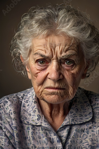 a sad older woman portrait