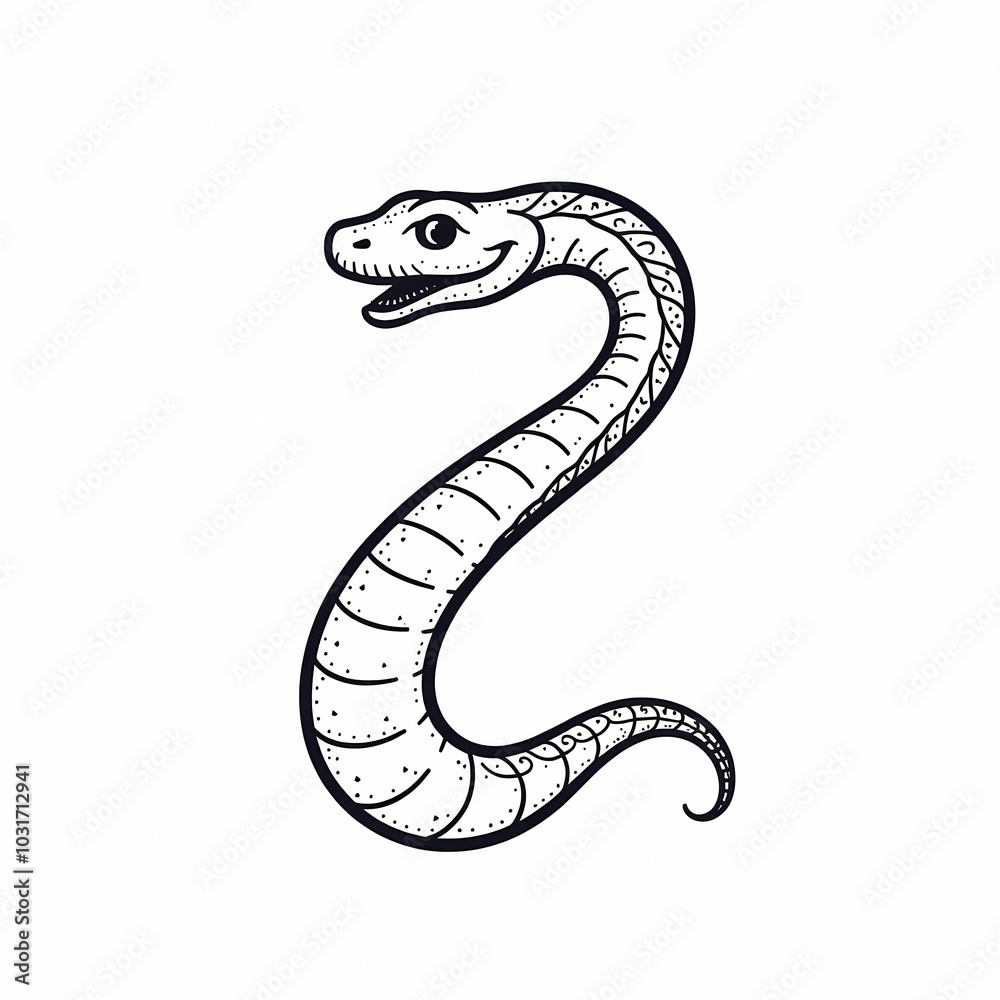 Minimalist line art icon snake Minimalist line art icon snake