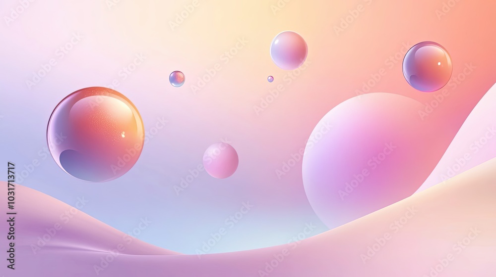 Abstract Pastel Background with Floating Spheres Abstract Pastel Background with Floating Spheres