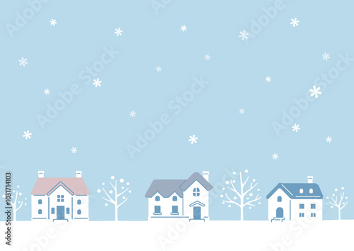 雪の降る町の明るい背景
