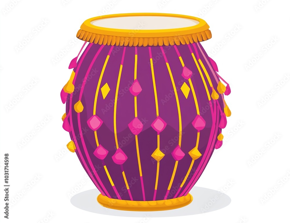 Dhol - A drum is a musical instrument consisting of a skin.illustration Dhol - A drum is a musical instrument consisting of a skin.illustration