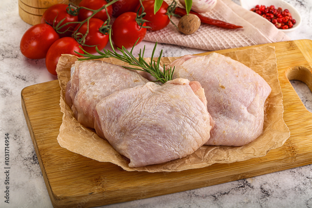 Raw chicken thighs for cooking Raw chicken thighs for cooking