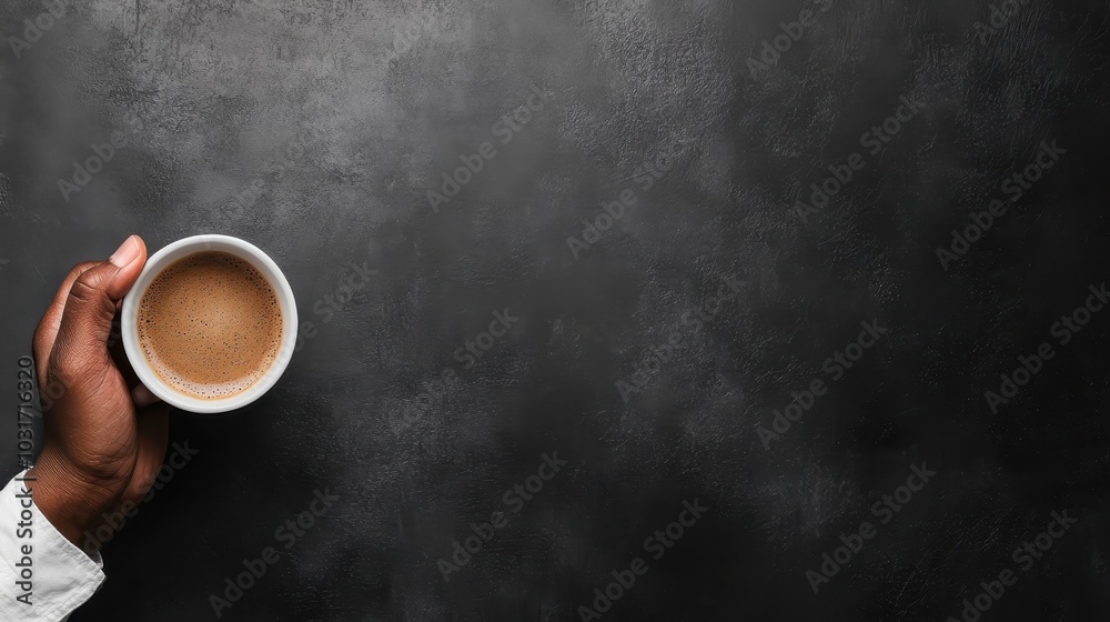 A close-up of a hand holding a steaming cup of coffee against a textured dark surface, evoking warmth and the comforting ritual of a morning brew. A close-up of a hand holding a steaming cup of coffee against a textured dark surface, evoking warmth and the comforting ritual of a morning brew.