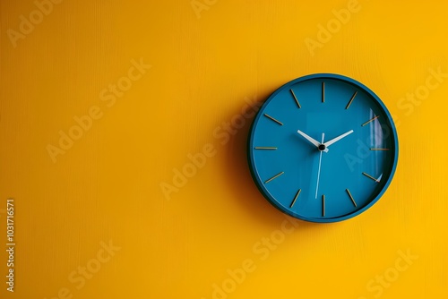 Wallpaper Mural A blue clock sitting on top of a yellow wall Torontodigital.ca