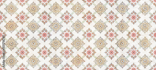 Thai pattern seamless colorful Wall with natural marble texture pattern for background.