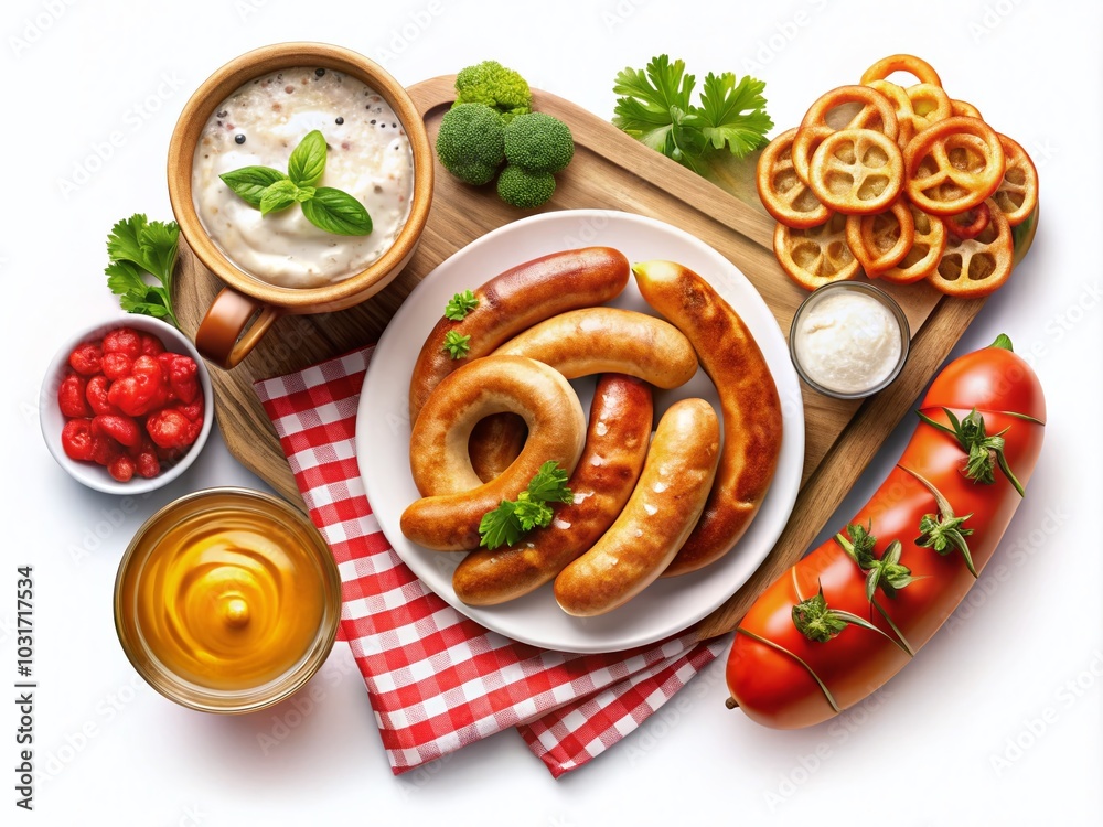 custom made wallpaper toronto digitalTraditional German Food Vector Illustration Set Featuring Sausages, Bavarian Snacks, and Beer for Dinner or Lunch on