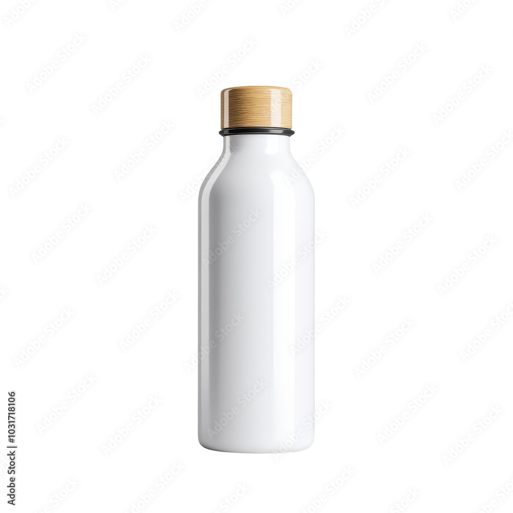 White Bottle with Wooden Cap Mockup White Bottle with Wooden Cap Mockup