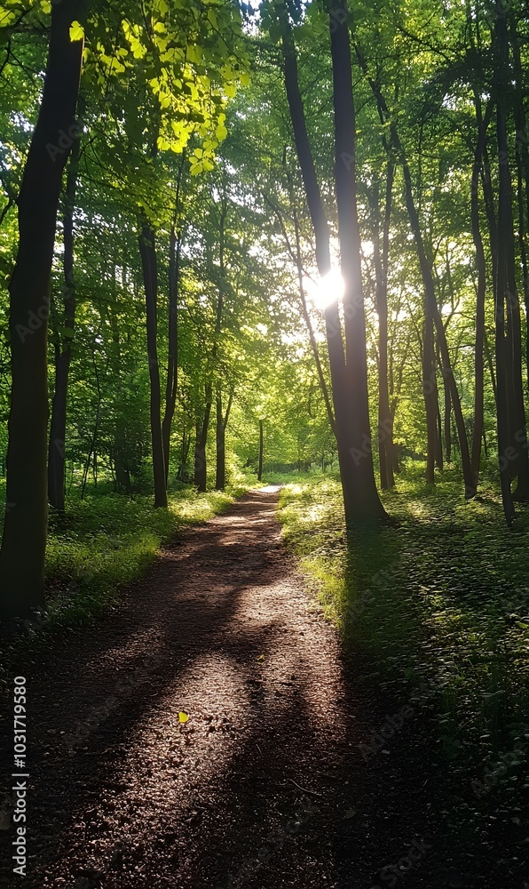 Obraz premium 131. A tranquil forest scene with dappled sunlight