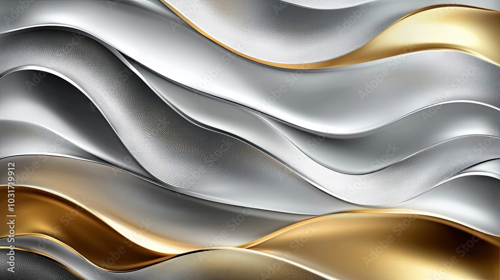 Abstract Silver and Gold Wavy Pattern with Textured Surface Abstract Silver and Gold Wavy Pattern with Textured Surface