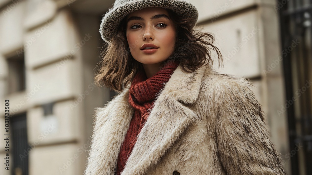 Classic Tailored Faux Fur Coat with Sheen Classic Tailored Faux Fur Coat with Sheen