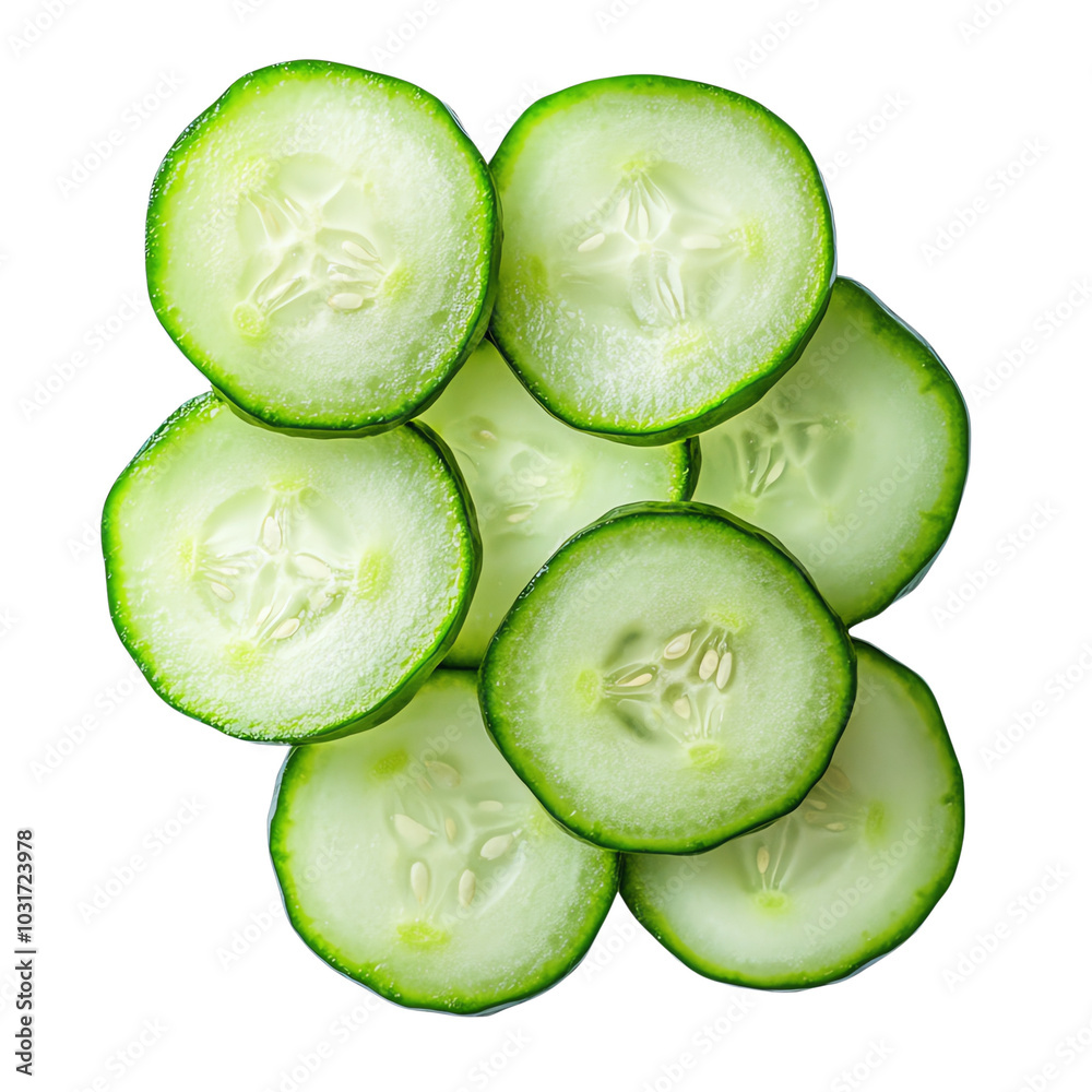Cucumber slices, white isolate background Cucumber slices, white isolate background