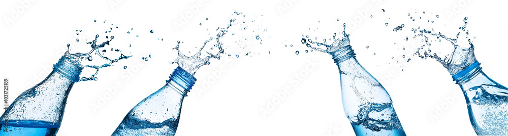Water splash out of a bottle isolated on white. Water splash out of a bottle isolated on white.