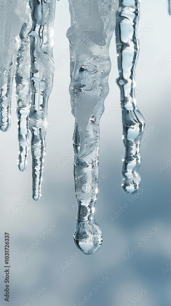 Close-Up of Icicles Hanging in Winter Close-Up of Icicles Hanging in Winter