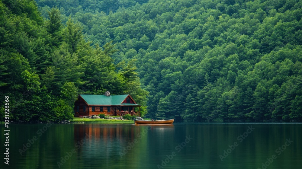 Serene Lake Nestled Among Forested Hills Serene Lake Nestled Among Forested Hills