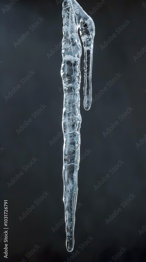 Close Up of a Crystal Clear Icicle Hanging in Winter Close Up of a Crystal Clear Icicle Hanging in Winter