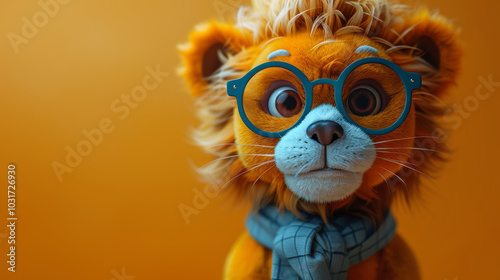 Cute Lion with Glasses photo