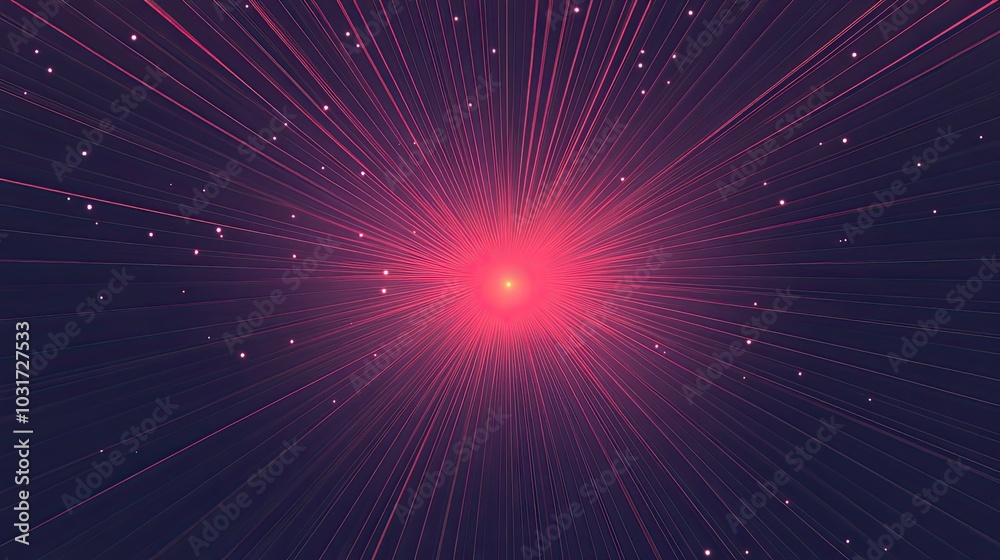 Naklejka premium Abstract Background with Pink Lines and Glowing Dots Radiating from a Central Point