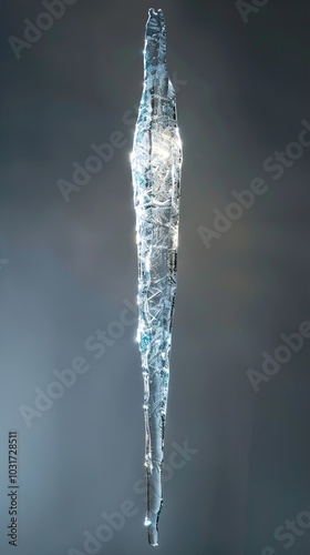 Close-Up of a Sparkling Icicle in Winter