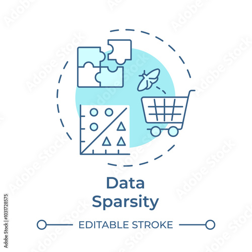 Data sparsity soft blue concept icon. Machine learning, science. Artificial intelligence. Round shape line illustration. Abstract idea. Graphic design. Easy to use article, blog post