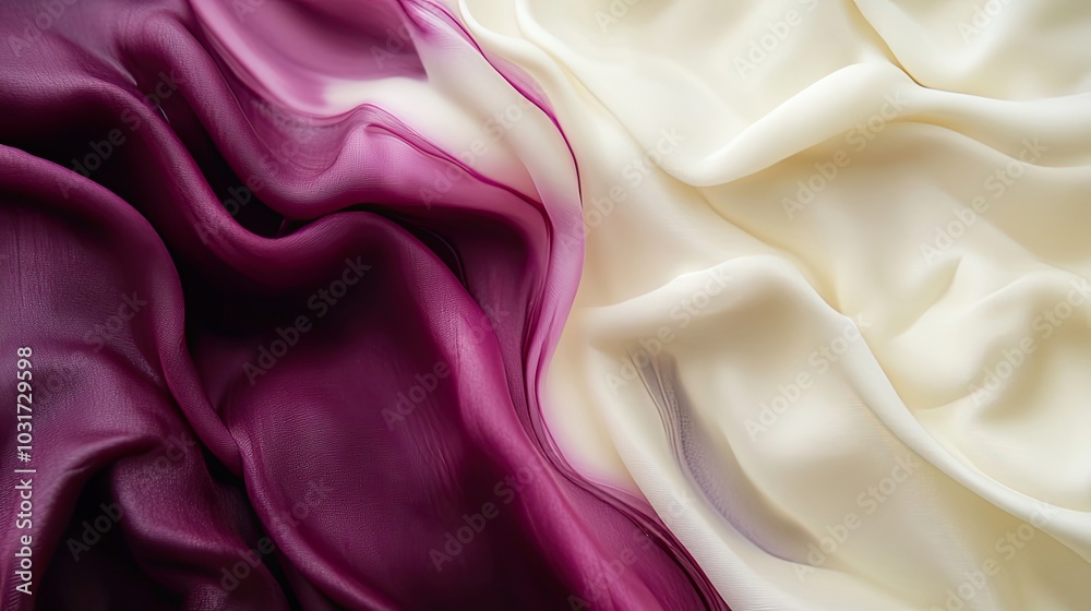 Obraz premium Abstract Draped Fabric in Burgundy and Cream Colors