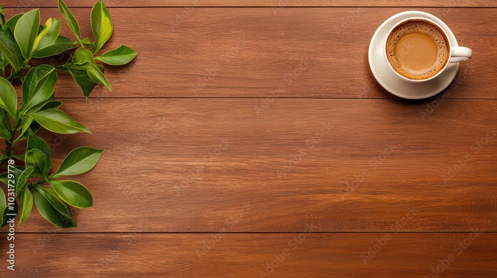 Cozy cafe with a wooden table, inviting ambiance, perfect for relaxation and conversation, ample space for text above. Cozy cafe with a wooden table, inviting ambiance, perfect for relaxation and conversation, ample space for text above.