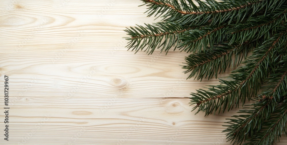 A close-up of evergreen branches on a light wooden surface, evoking a seasonal atmosphere. A close-up of evergreen branches on a light wooden surface, evoking a seasonal atmosphere.