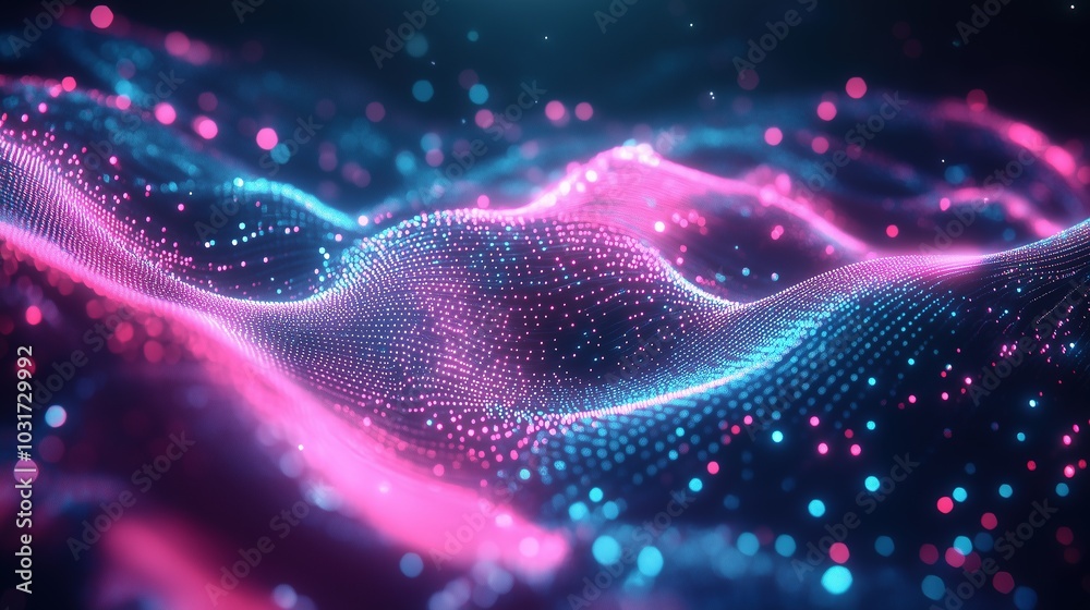 Abstract Digital Wave of Neon Lights Abstract Digital Wave of Neon Lights