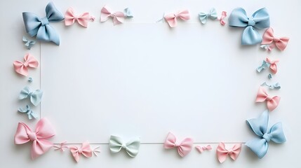 Elegant Pastel Bordered Blank Sign with Decorative Bows and Ribbons for Baby Shower or