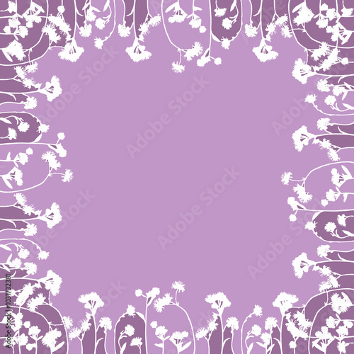 Wallpaper Mural Frame with white silhouette flowers on pale purple background. Torontodigital.ca