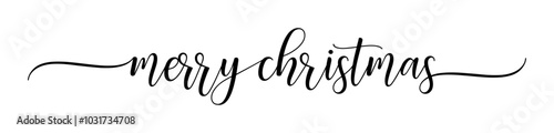 Merry Christmas, Calligraphy brush text banner with transparent background