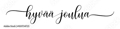 Hyvää Joulua – Merry Christmas Finnish language, Calligraphy brush text banner with transparent background