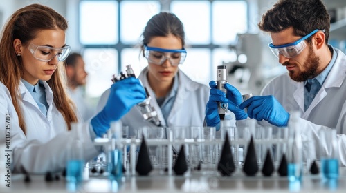 Scientists conducting experiments in a laboratory setting.